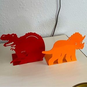 Metal Dinosaur Bookends